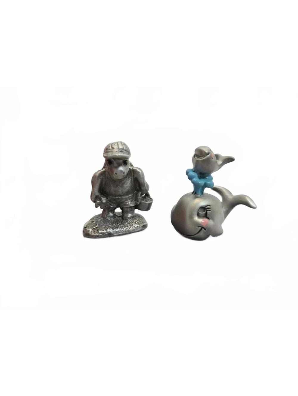 Vintage 1982 Hudson Pewter Royal Selangor Mama & Baby Whale and Baseball Turtle